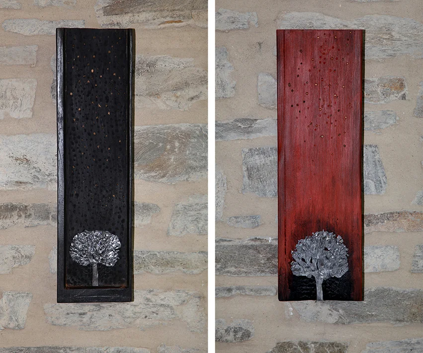 tree - metal, wood, 47x14x5cm