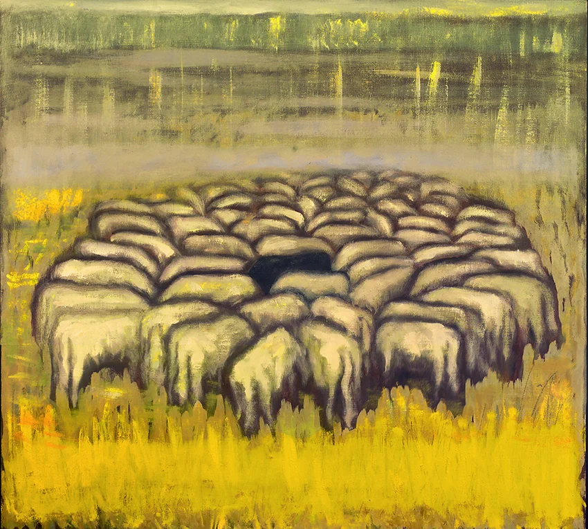 Limnos, flock resting - oil on canvas, 90x100cm