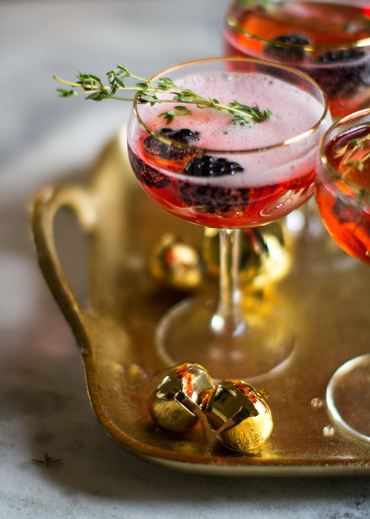 Blackberry Thyme Champagne Cocktail