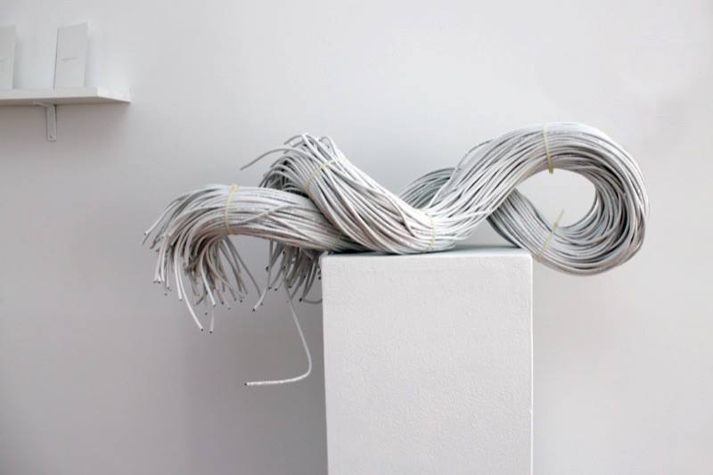 Samuel Draxler, "Untitled" (Aether) , 2012; Ethernet cable, zip ties; 12 x 12 x 30 inches
