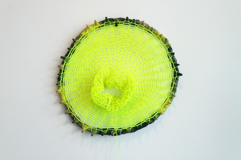  Leah Wolff,&nbsp; Loom Clock II   (detail) ,&nbsp; 2012;&nbsp;Clay and plastic;&nbsp;18 x 18 x 2 inches &nbsp;   