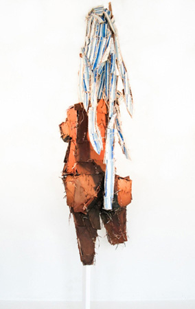   SEVAA IIANNNnnn  , on clams  2012 Wood, twice, chicken wire, acrylic, and marker 109 x 36 x 36 inches 