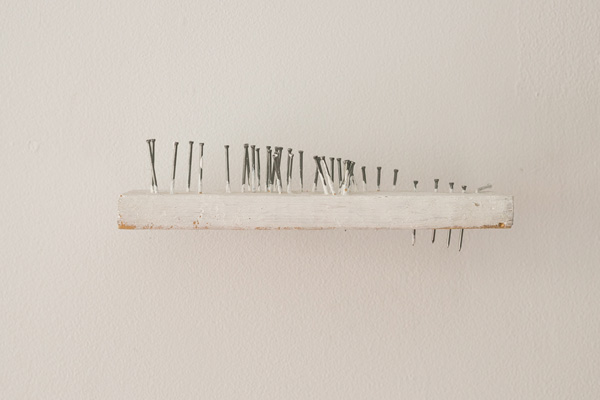  Brian Rattiner  Imaginary Landscape in White  2013 Nails, wood, gesso 3 x 8 x 3 inches   