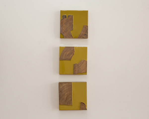  Guy Nelson From top to bottom:&nbsp; State of Being I, State of Being II, State of Being III  2014 Resin, reclaimed wood 8 x 8 inches each 
