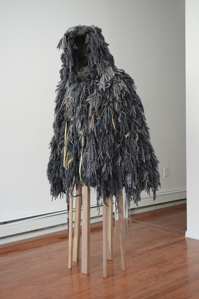 Pre-Dawn 2014 Wool, walnut, and synthetic fibre 74 x 18 x 24 inches MV004