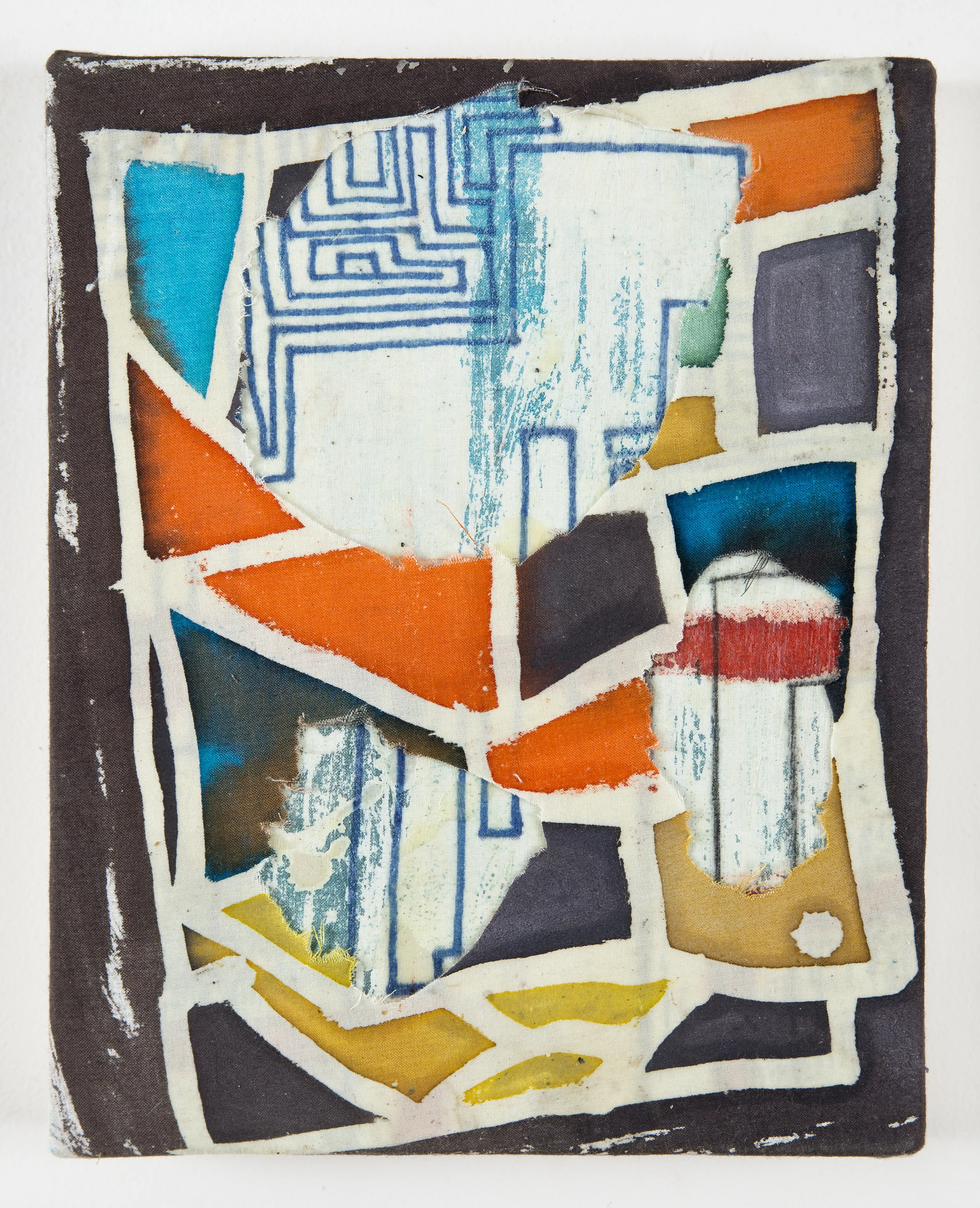  Meg Lipke  Interference  2014 India ink, layered and cut muslin on linen with fabric dye, and beeswax 10 x 8 inches ML002 