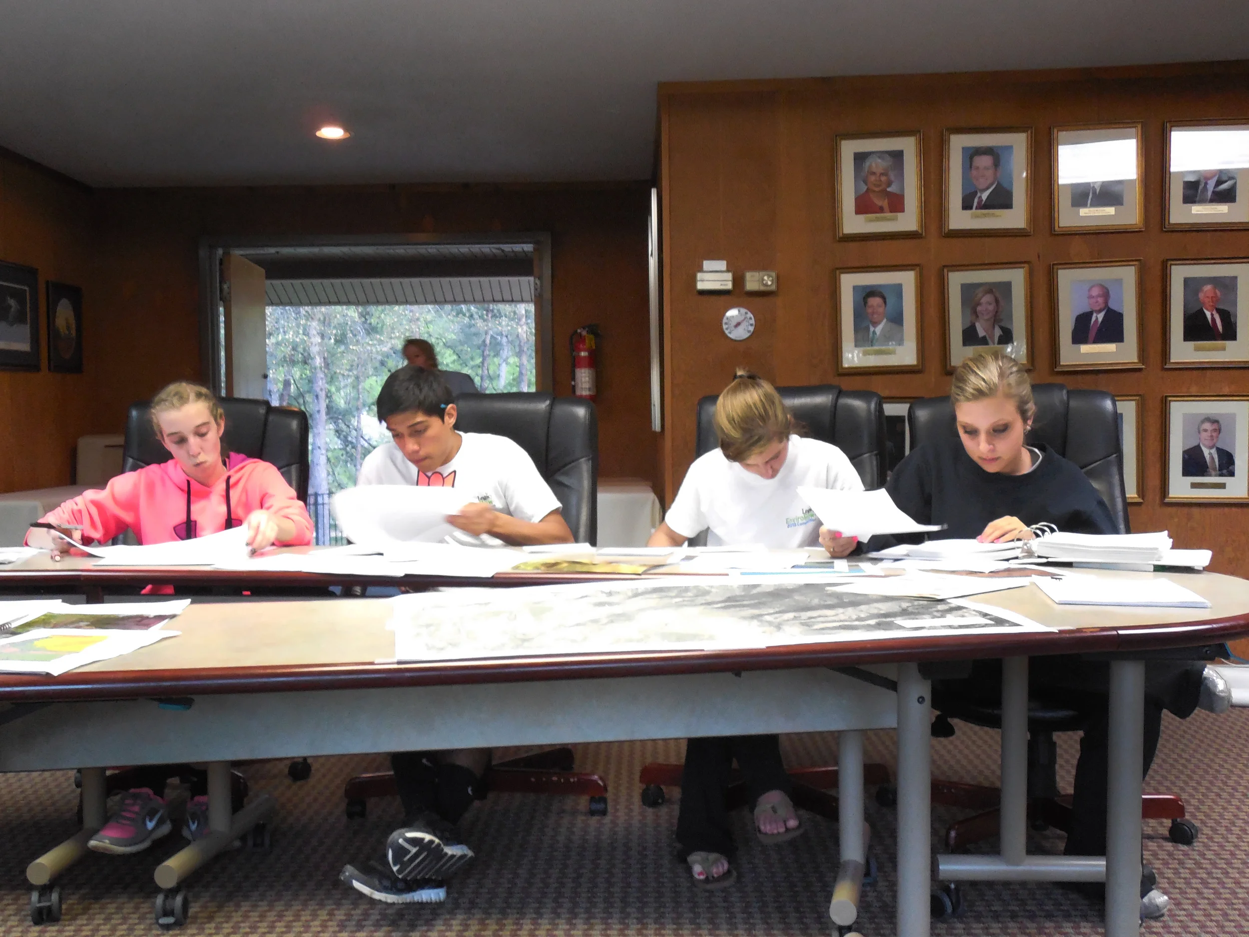 Students study in preparation for the competition. (Bow ties are cool)