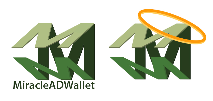 The miracle in the Miracle AD Wallet is in the fold. It holds important information that fits into your back pocket, accessible at all times. The logo cleverly folds the "M" and emphasizes the miracle with the halo.