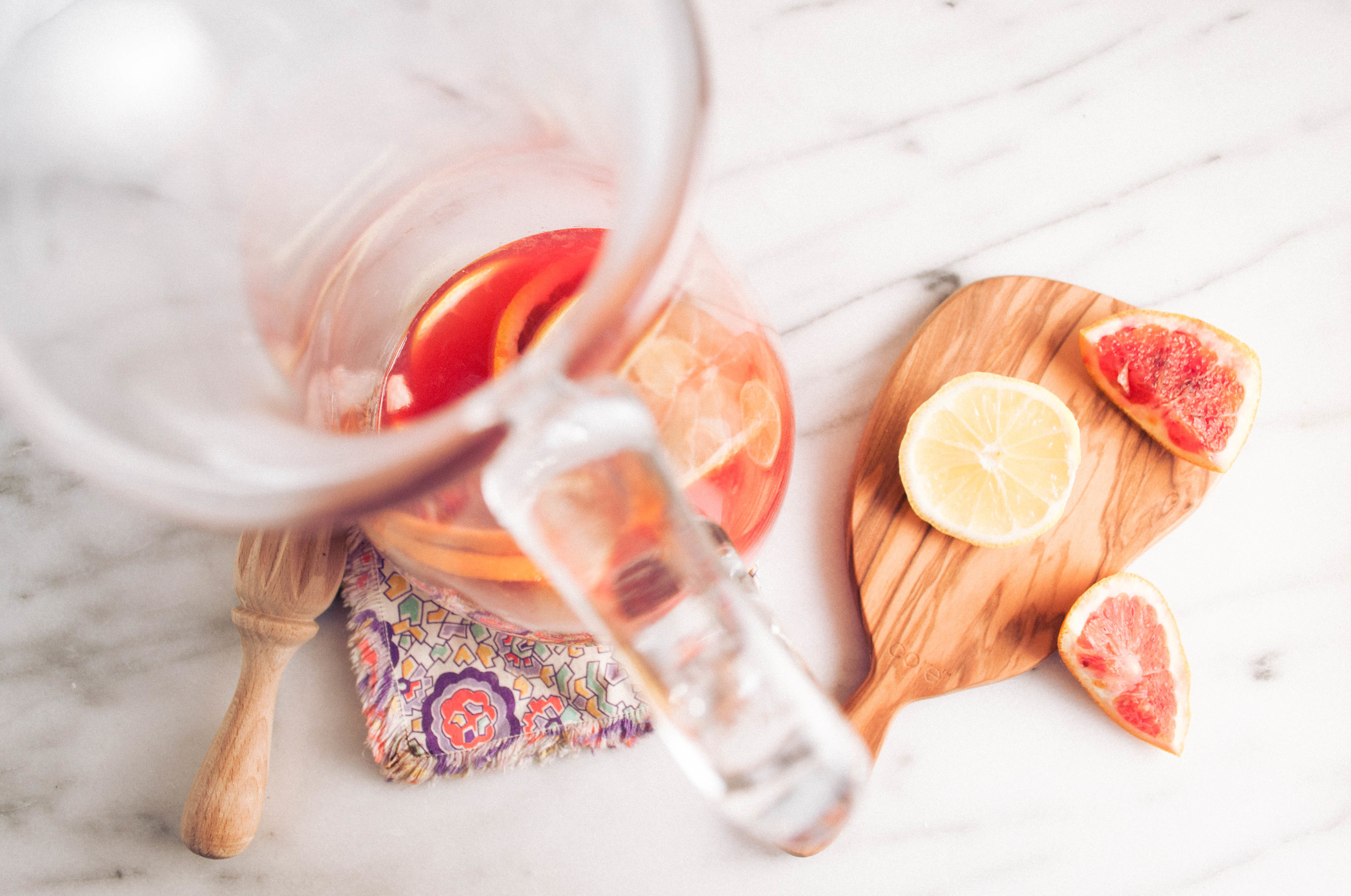 Summerfield Delight | Winter Blood Orange Sangria with White Wine and Rhubarb by AITA