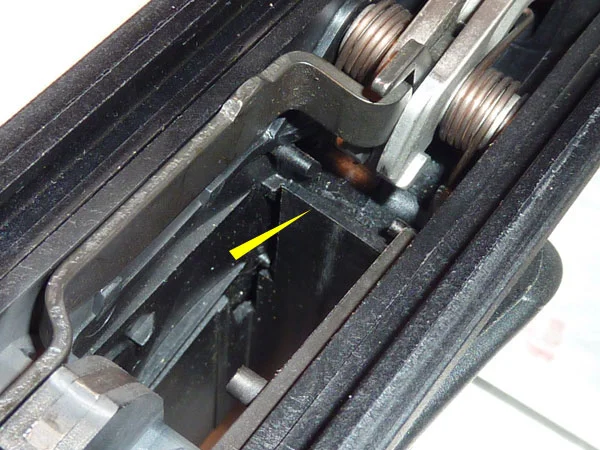 The CX4 magwell, viewed from above and looking towards the stock end of the rifle.
