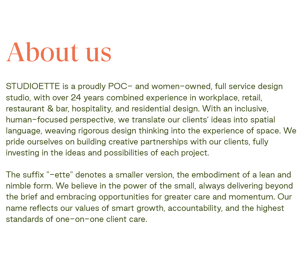 STUDIO-ETTE / LANDING PAGE / DIGITAL COPYWRITER + EDITOR