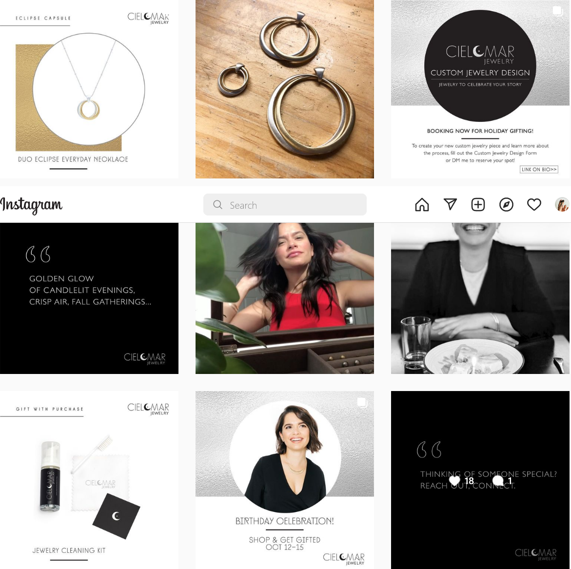 CIELOMAR JEWELRY / SOCIAL MEDIA COPYWRITER