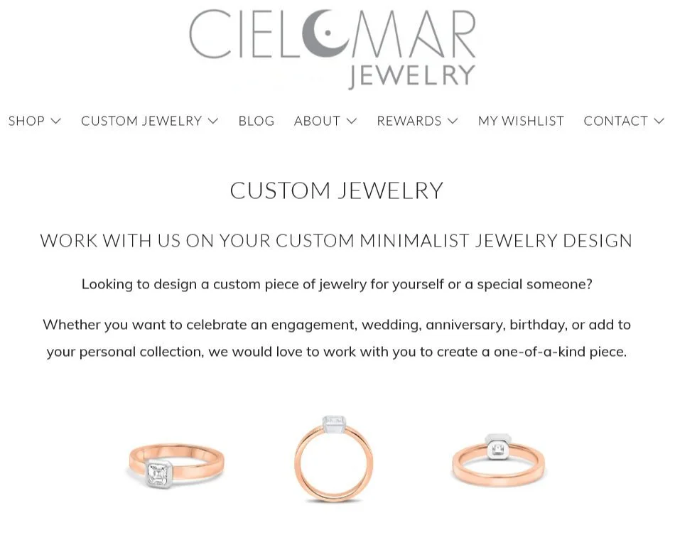 CIELOMAR JEWELRY / WEB CONTENT / DIGITAL COPYWRITER + EDITOR