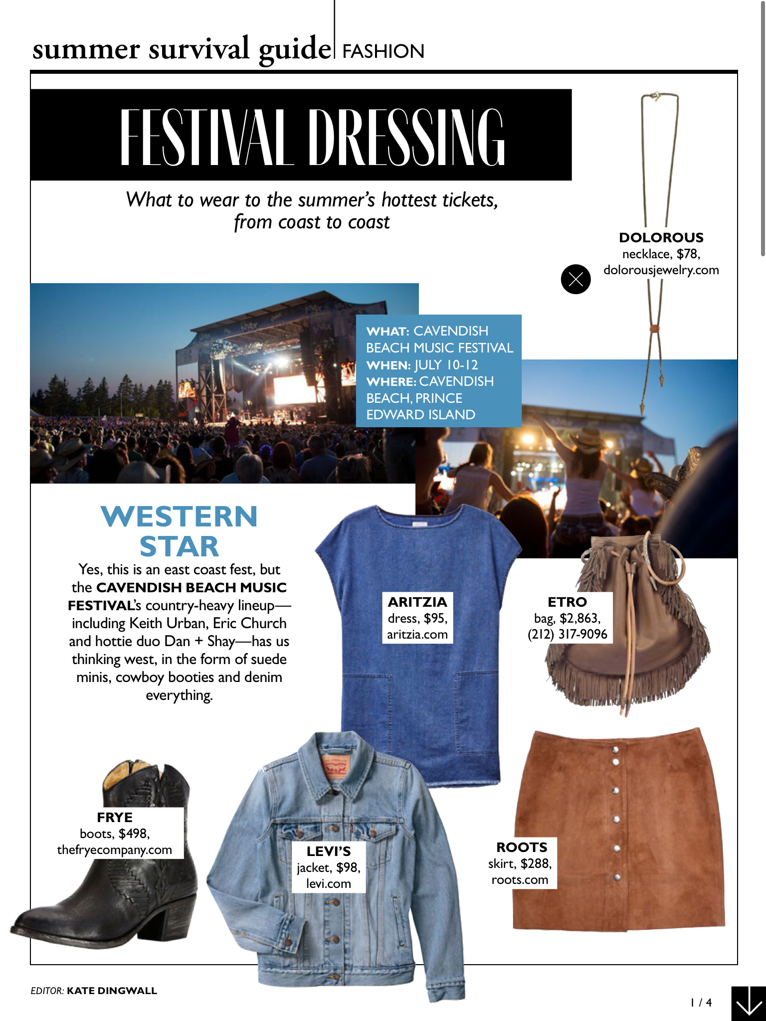 The Dolorous Jewelry Brass Spike Bolo featured in the Flare Magazine Summer Survival Guide June 2015