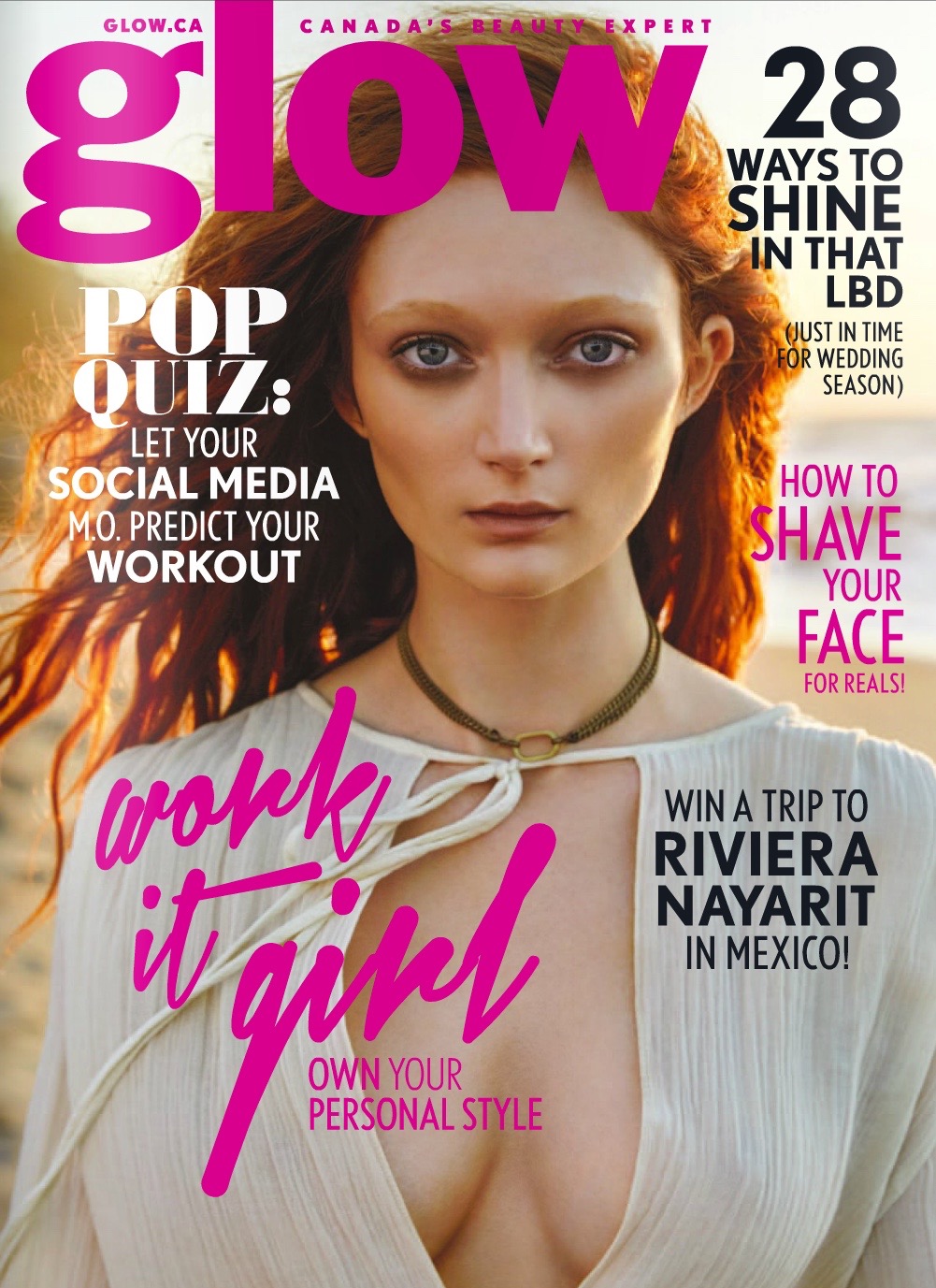 The Dolorous Cara Choker on the cover of Glow Magazine