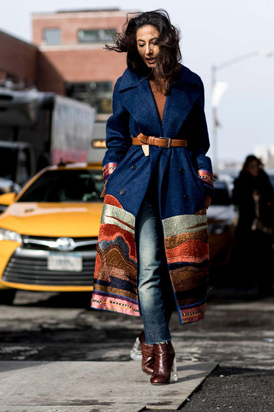 Image by Imaxtree What's no to love about an embroidered trench paired with a lucite heel!? I think this look would pair perfectly with the equally laid back yet statement making Ida Lariat