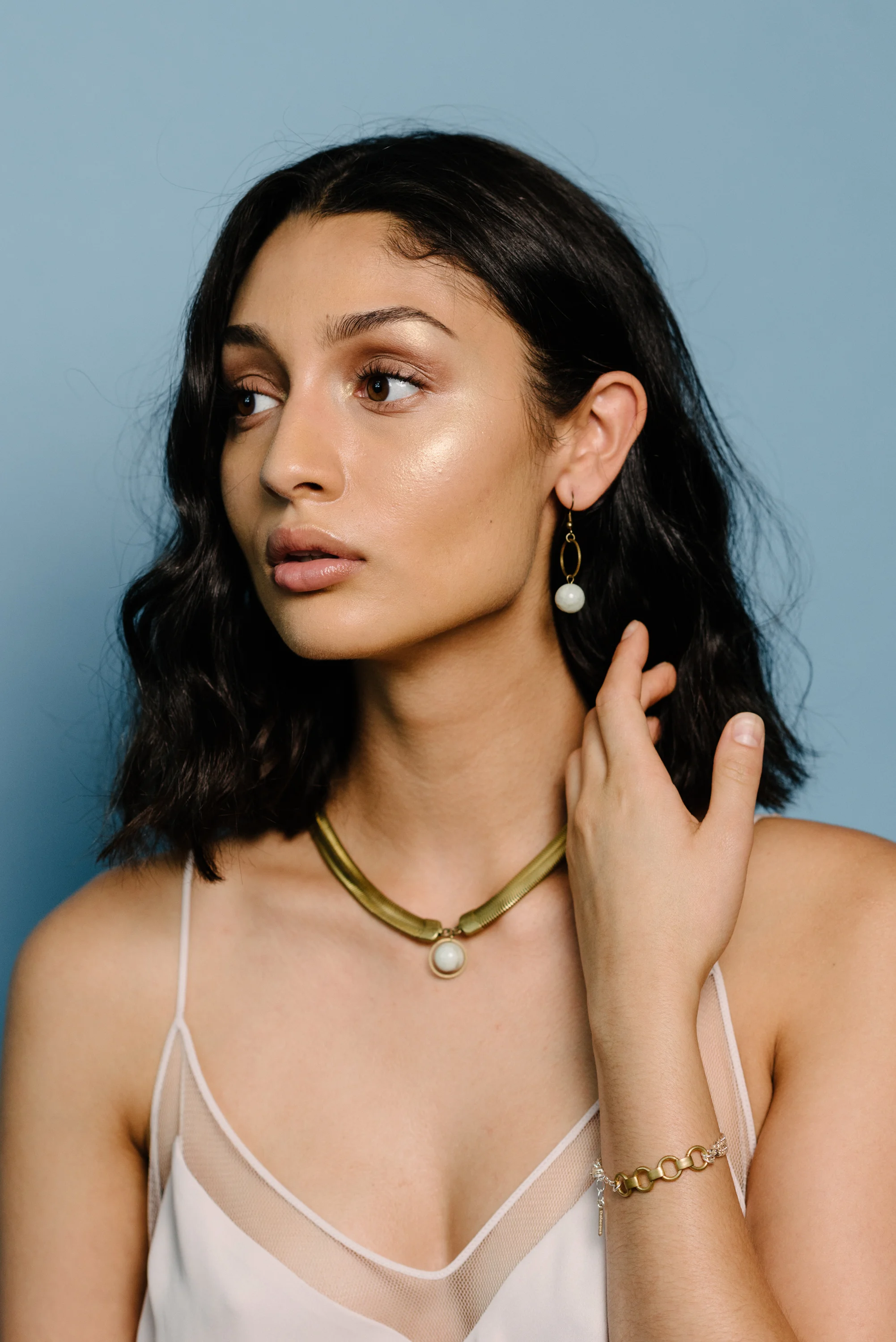 Dolorous Jewelry SS17 Brass Necklace Gemstone Earrings Bracelet