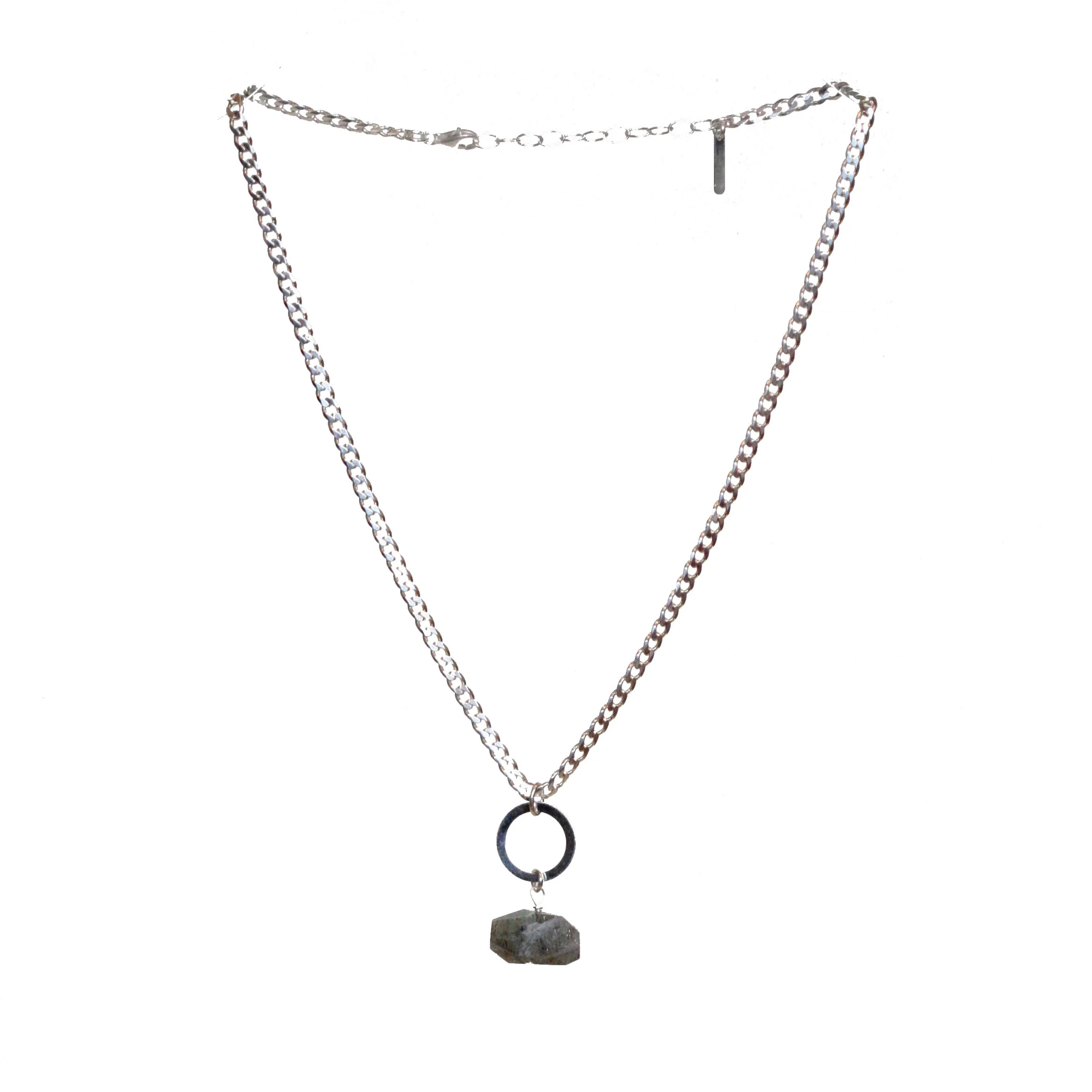 Dolorous Jewelry Silver Labradorite Crystal Choker Necklace