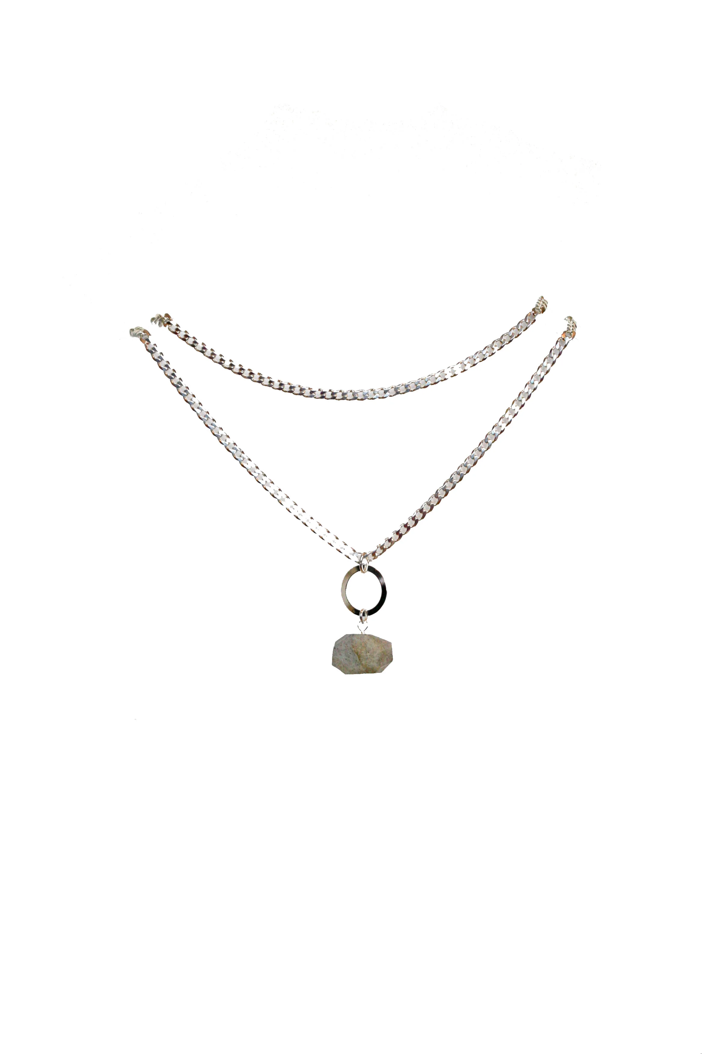 Dolorous Jewelry Silver Layered Labradorite Crystal Choker Necklace