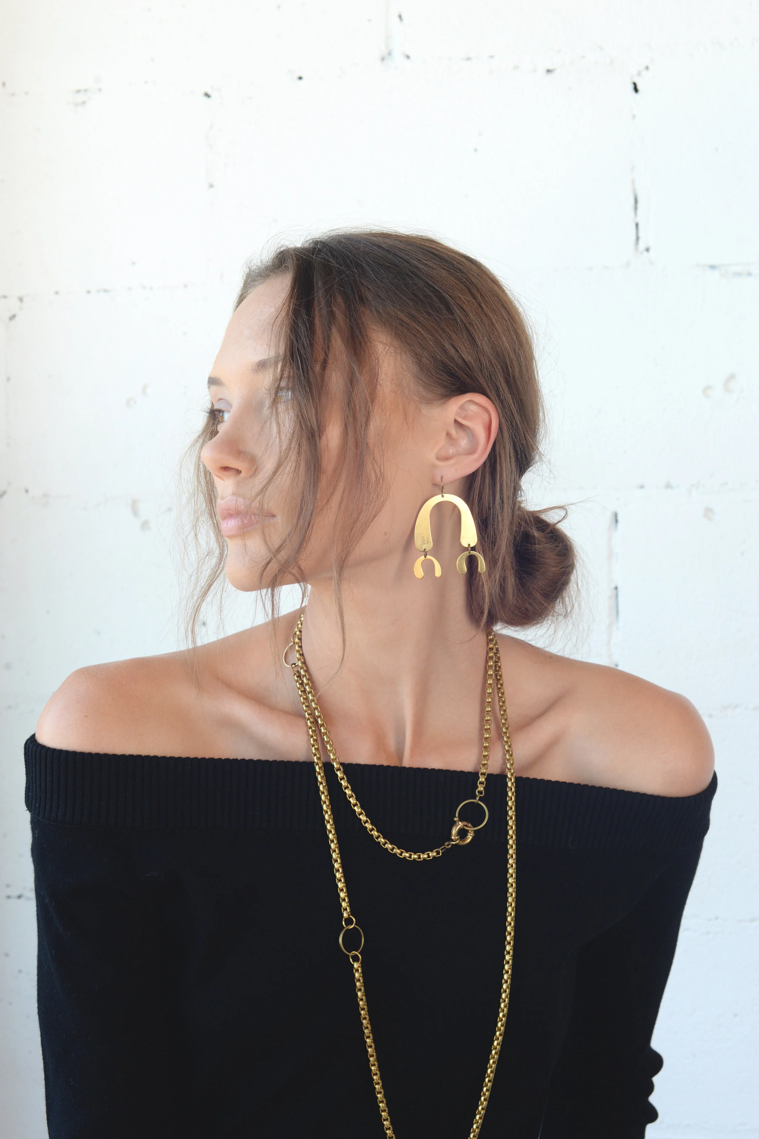 Dolorous Jewelry Abstract Brass Statement Earring .jpg
