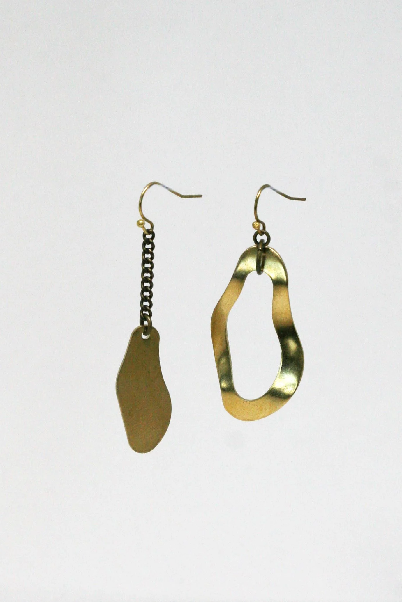 Asymmetrical Abstract Brass Earrings
