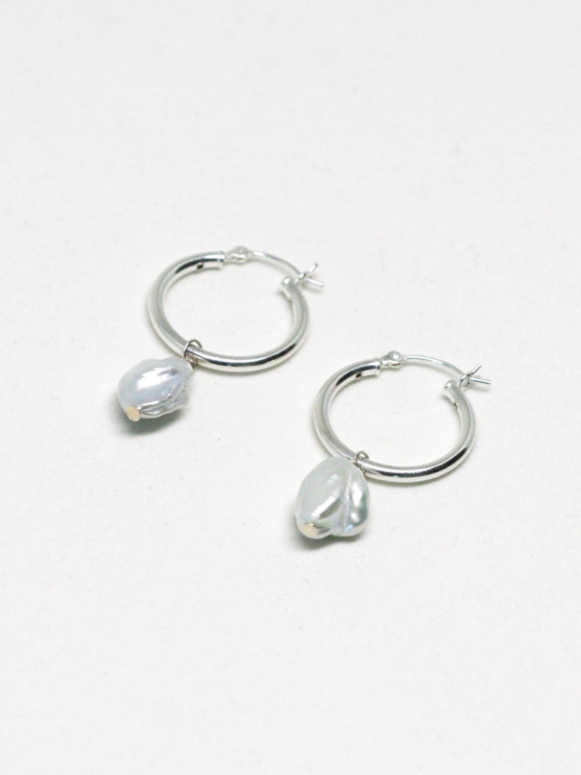 Dolorous Silver and Pearl Hoop Earrings