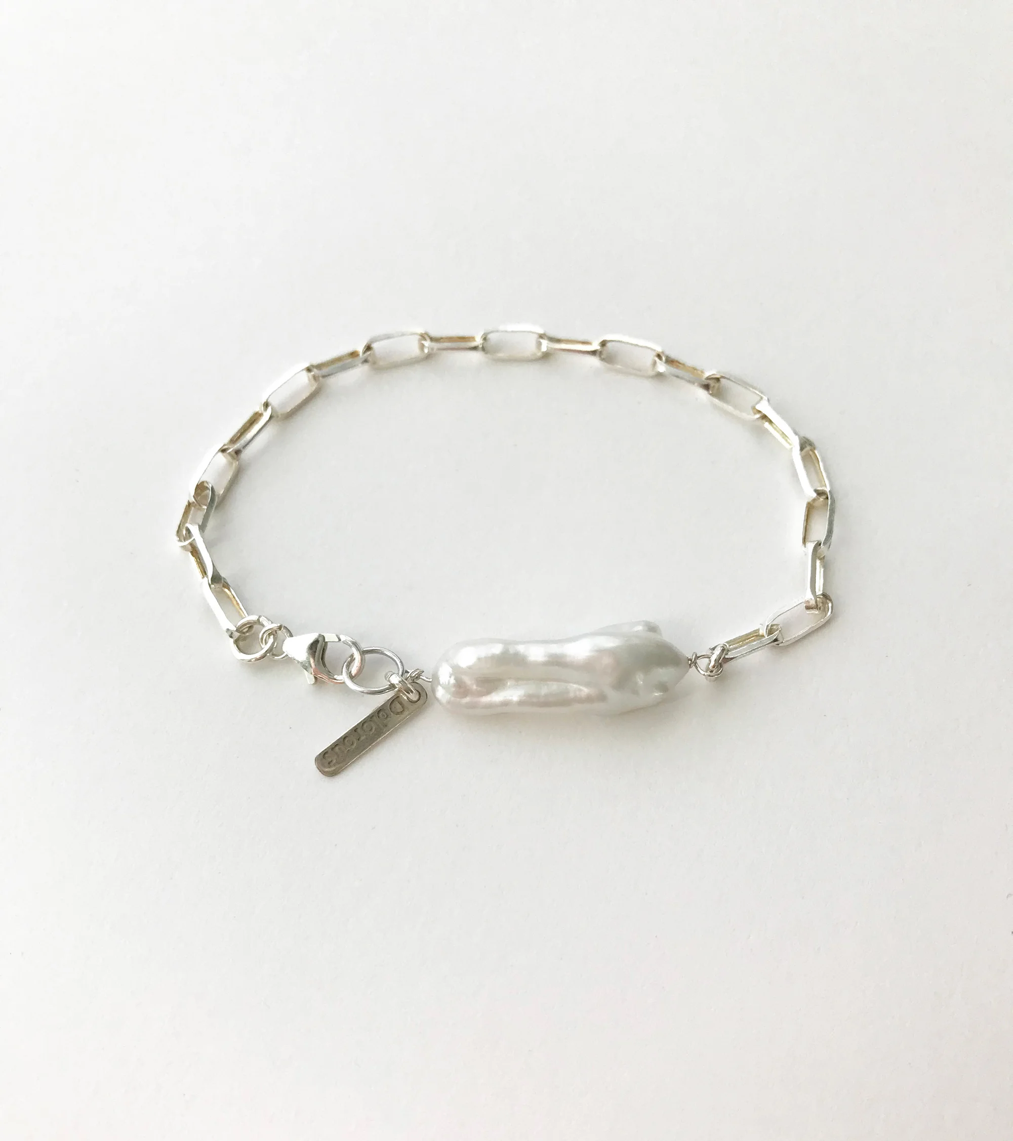Dolorous Silver and Large Baroque Pearl Bracelet