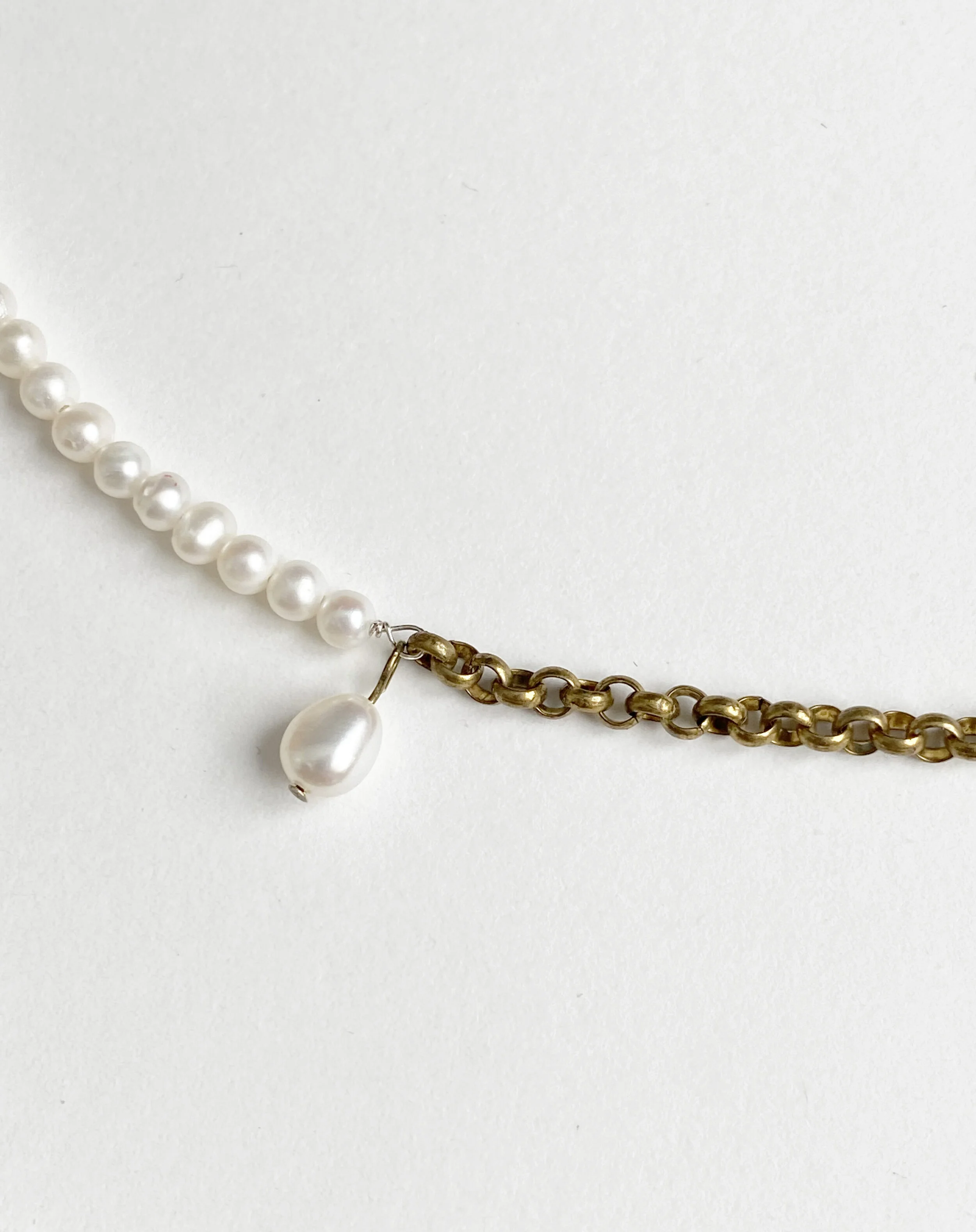 Brass Demi Pearl and Brass Choker