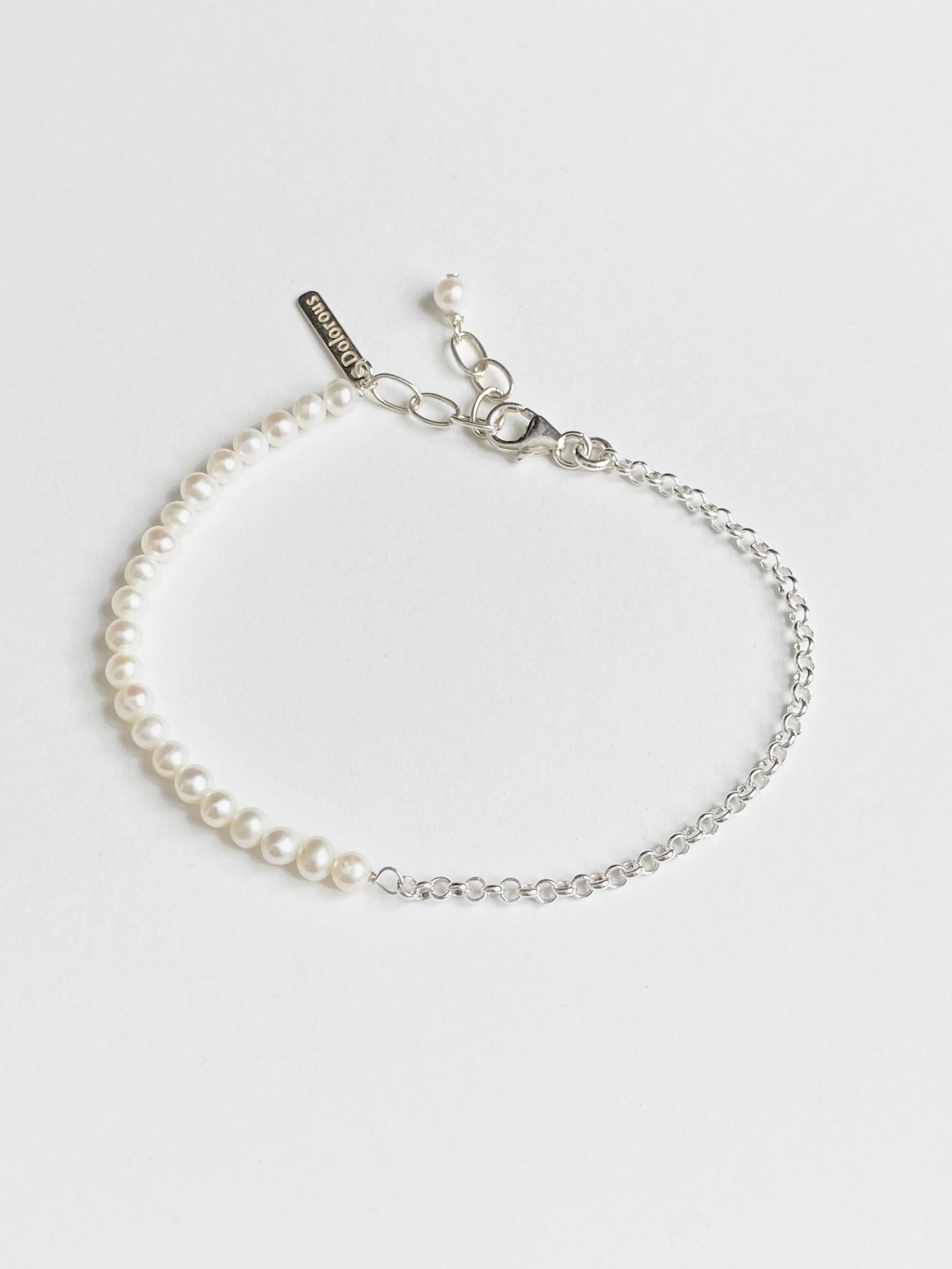 Dolorous — Silver Demi Pearl Bracelet