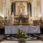 Reliquary of St. Bernadette of Lourdes before the altar of the Monastery of the Visitation at Caen