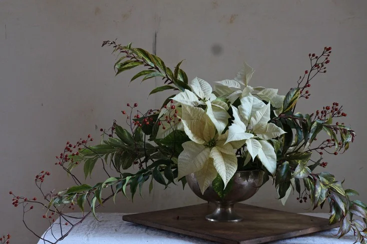 Poinsettia bouquet with rose hips, finished arrangement 2, by Justine Hand for Gardenist.jpg