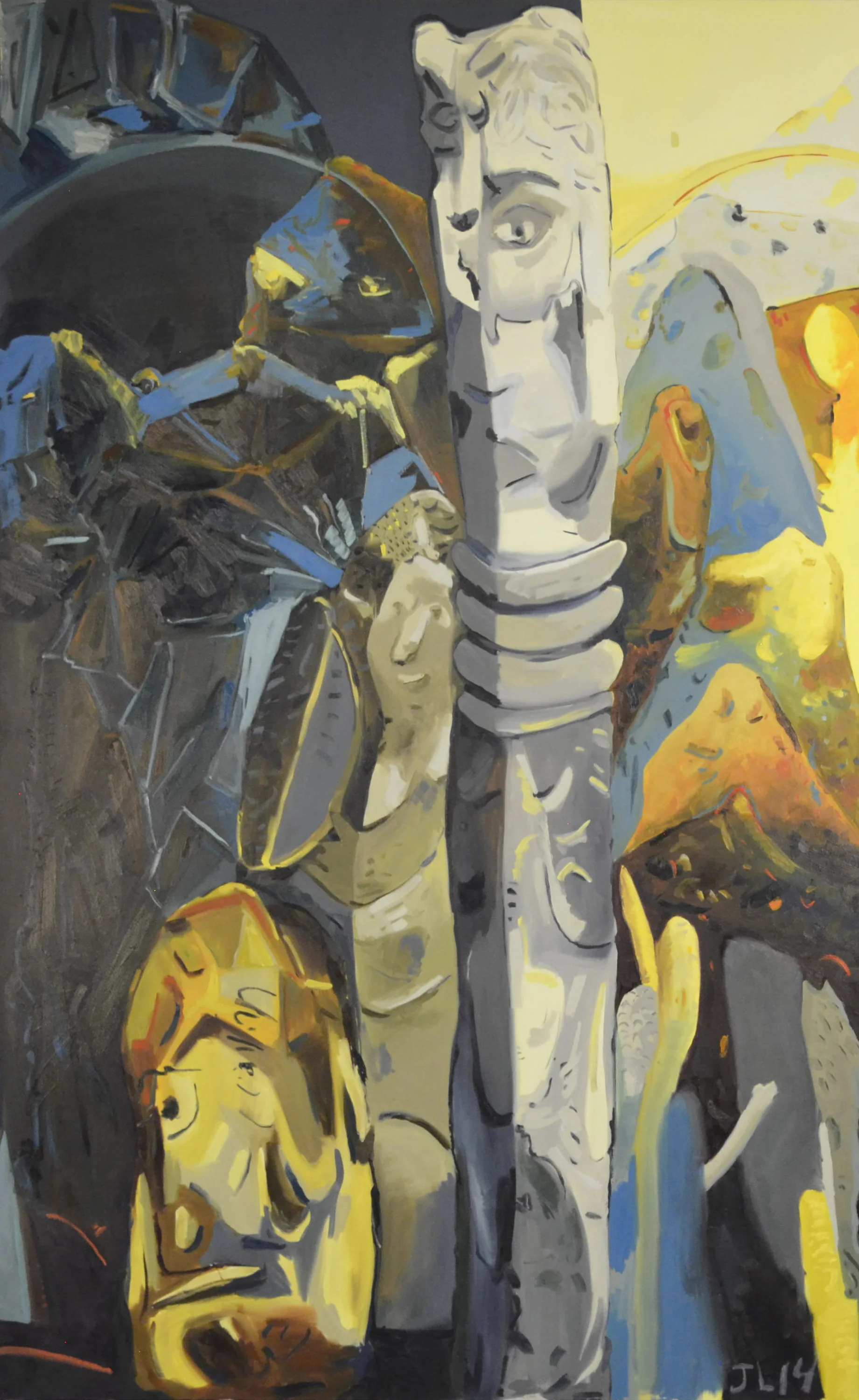 Totem Between Two Space, oil on canvas, 60x96.