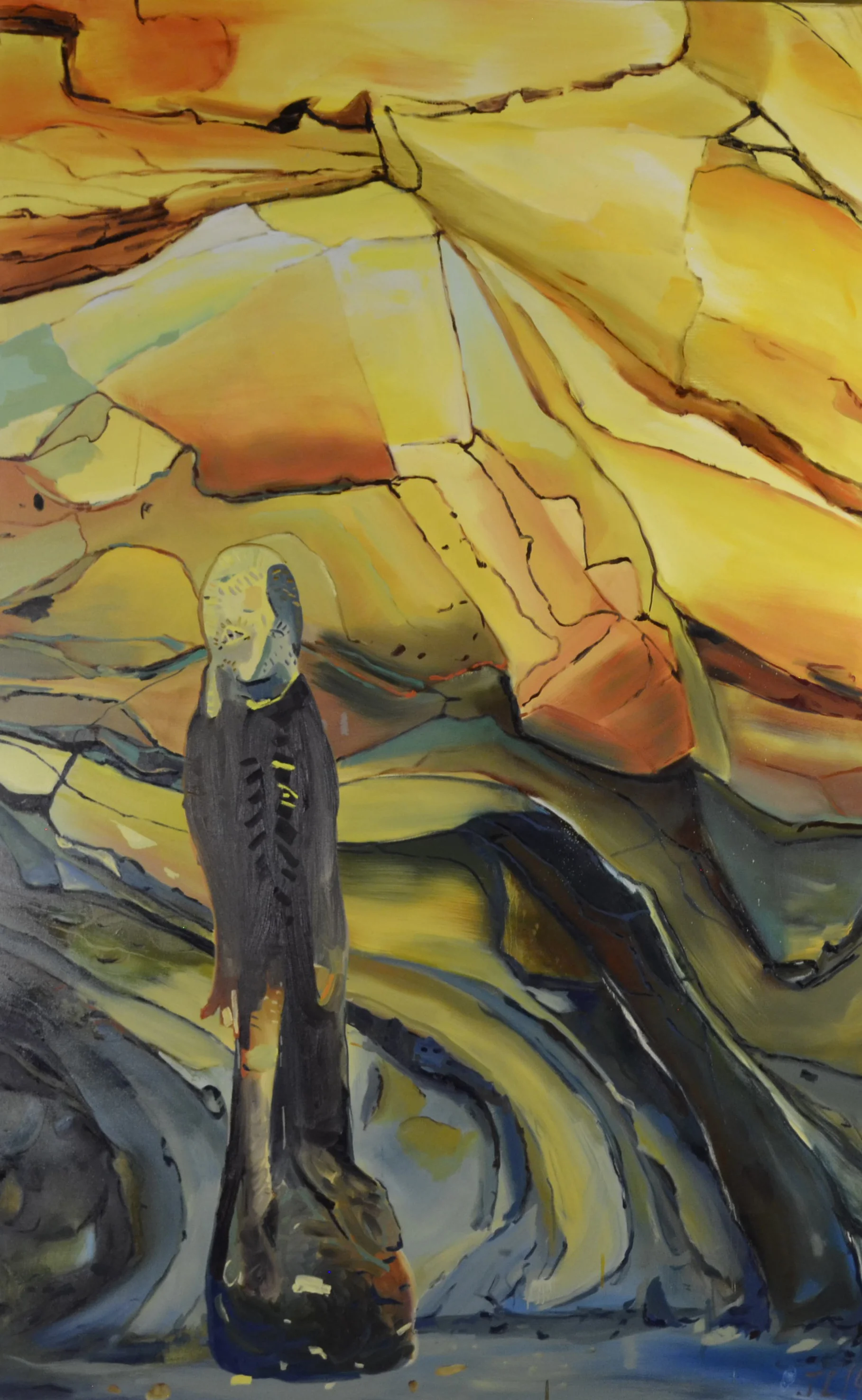Figure in a Cave, oil on canvas, 60x96 inches.