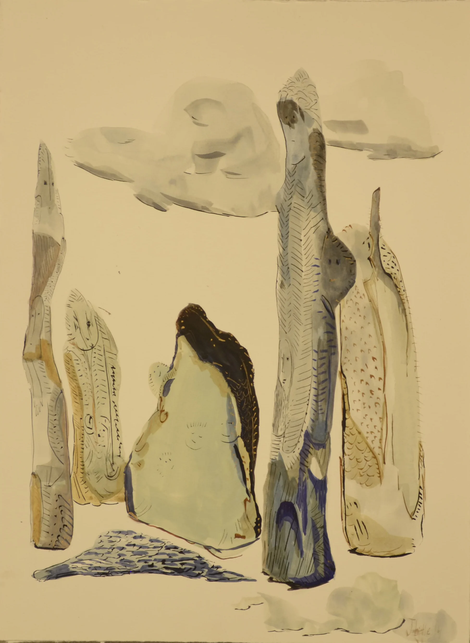 Blue Objects, 11 x 15 inches, watercolor on paper, 2014.