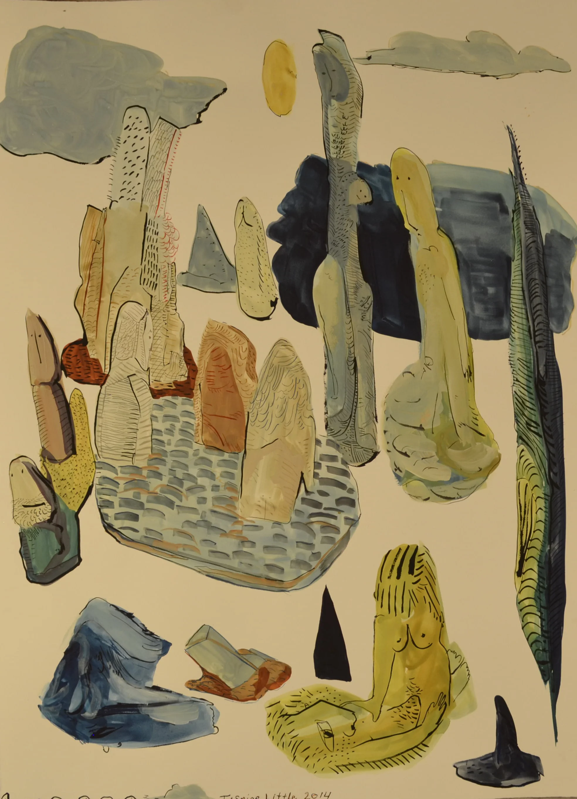 Blue Object Still Life, 22 x 30 inches, watercolor on paper, 2014.