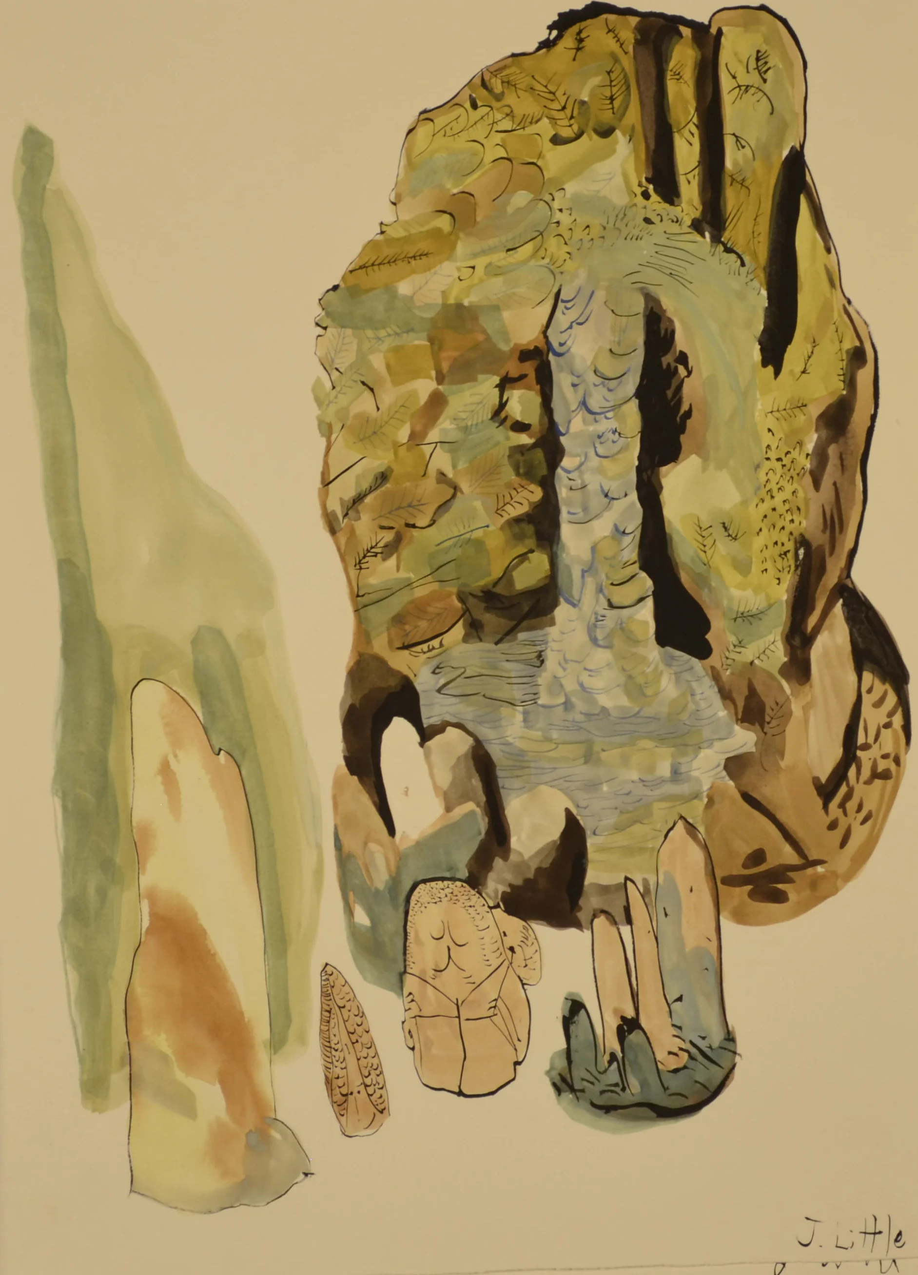 Waterfall Still Life, 11x15 inches, watercolor on paper, 2014.