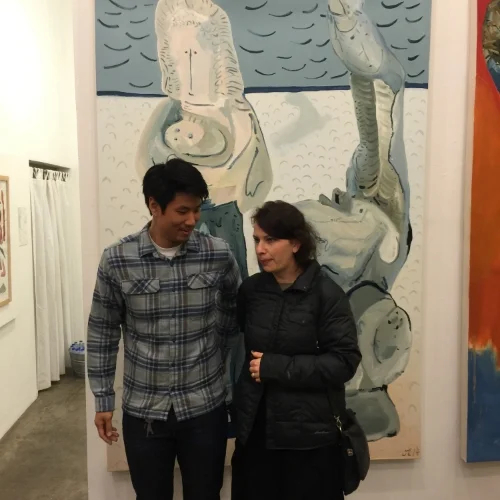 DANIEL KIM AND THE ARTIST DISCUSSING JT 29 P, CROSSROADS, TACO BELL, AND MIKE HG CHANG.