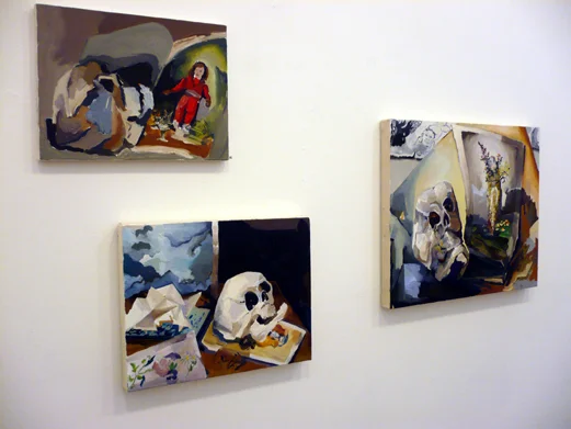 Installation view of Paintings with Cyril Kuhn and Judith Linhares at Jancar Gallery, 2009.