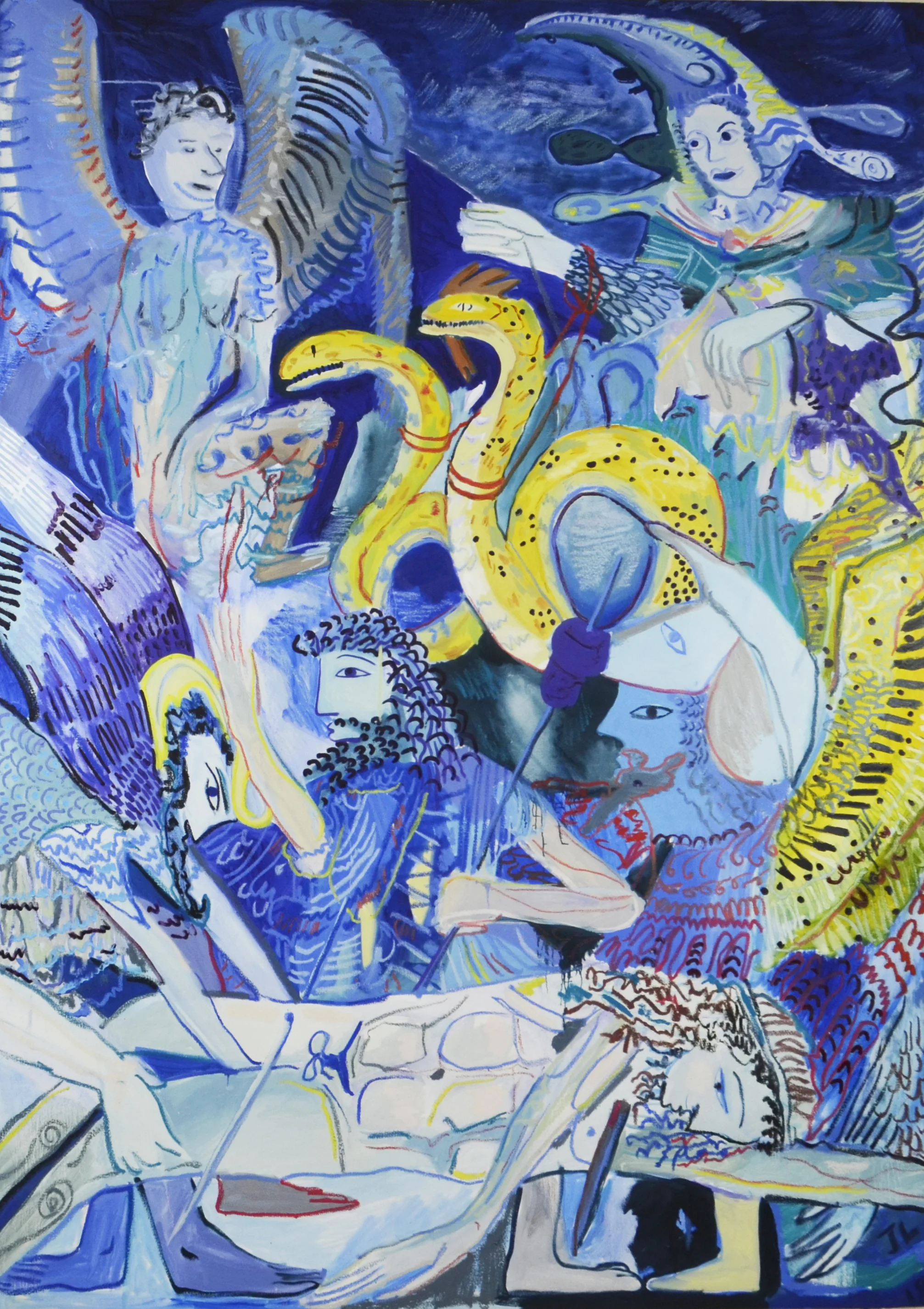 Greek Pot Painting 1, Oil on Canvas, 66”x92”.