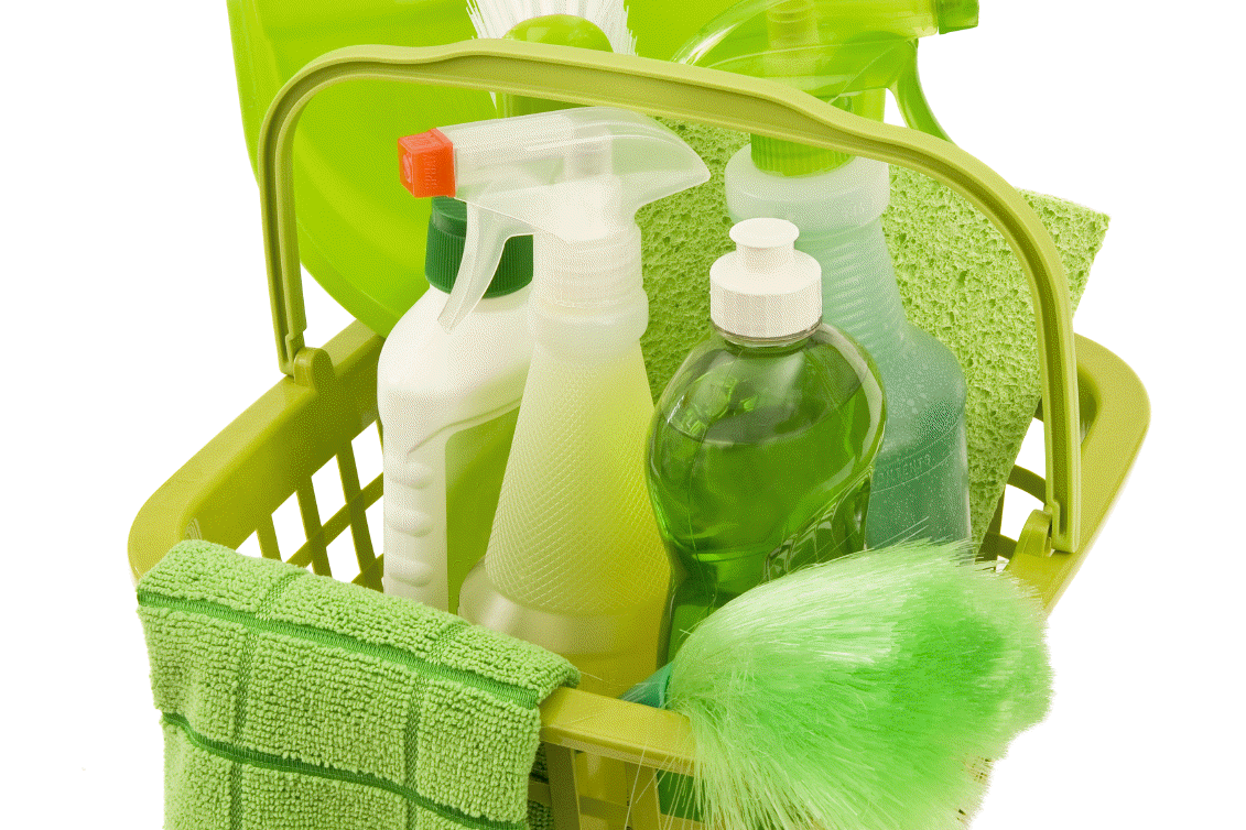 our cleaning supplies are not actually green.  well, maybe a few...