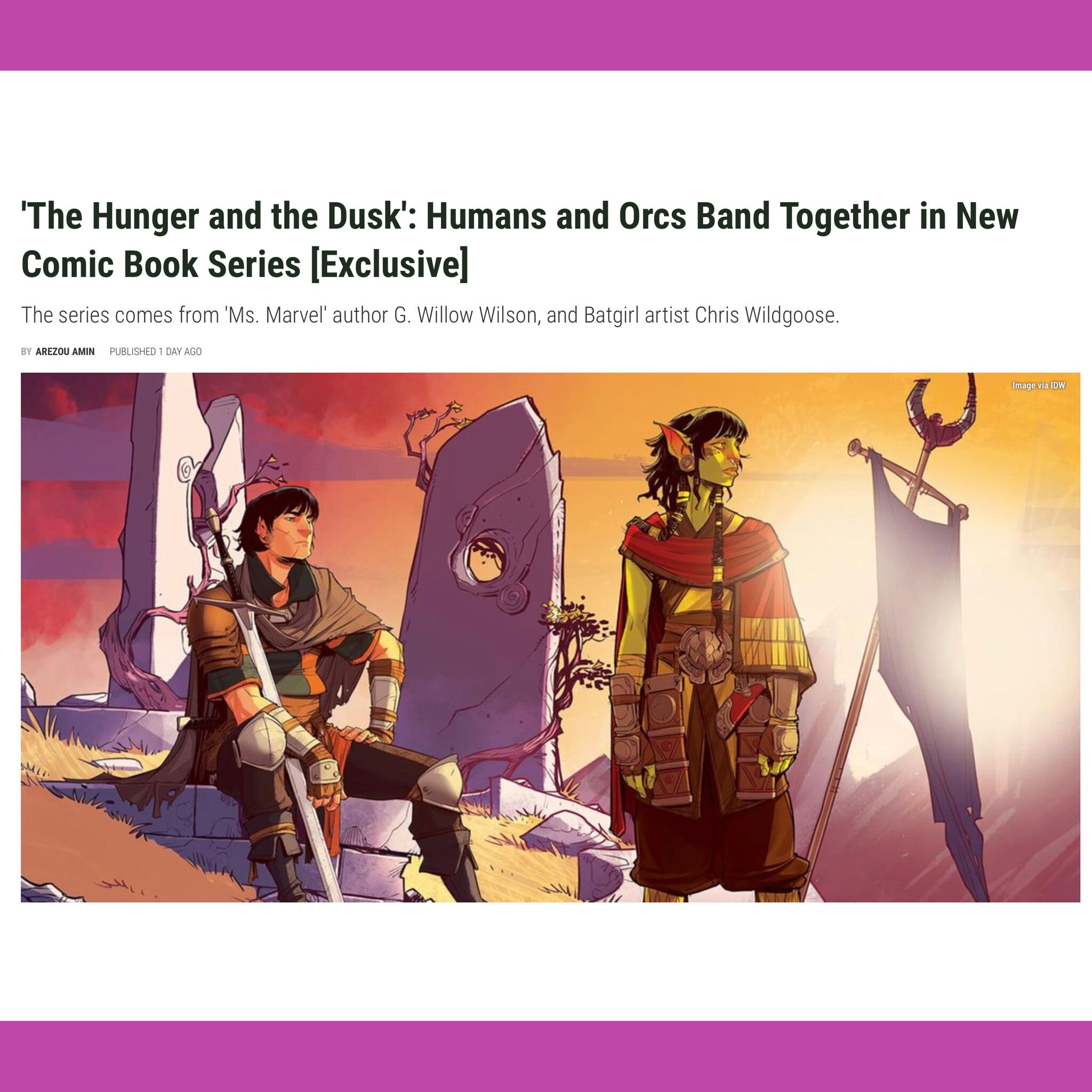 📢NEWS DROP
Prepare yourself to embark on a quest! 
I've been collaborating with an amazing team at @idwpublishing with @thisisgww @mrriktus @mhowel at the creative front to bring you an orc-filled, hi-fantasy EPIC. 

The Hunger and The Dusk is ready