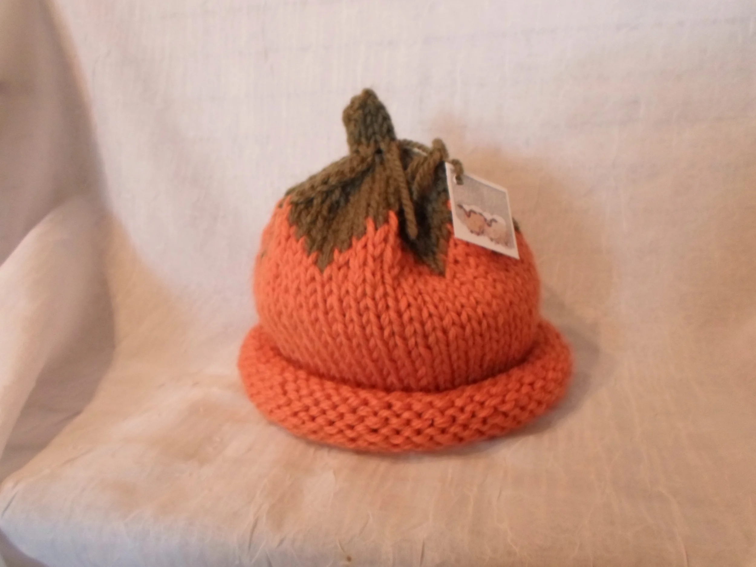 Hand Knit Wool Pumpkin Hat- Infant size Locally Handmade $35.95 Wants 1 PURCHASED