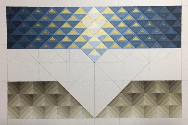 #geometricabstraction #painting #goldenratio #triangles #goldenacrylics #workinprogress #landscape #sketch