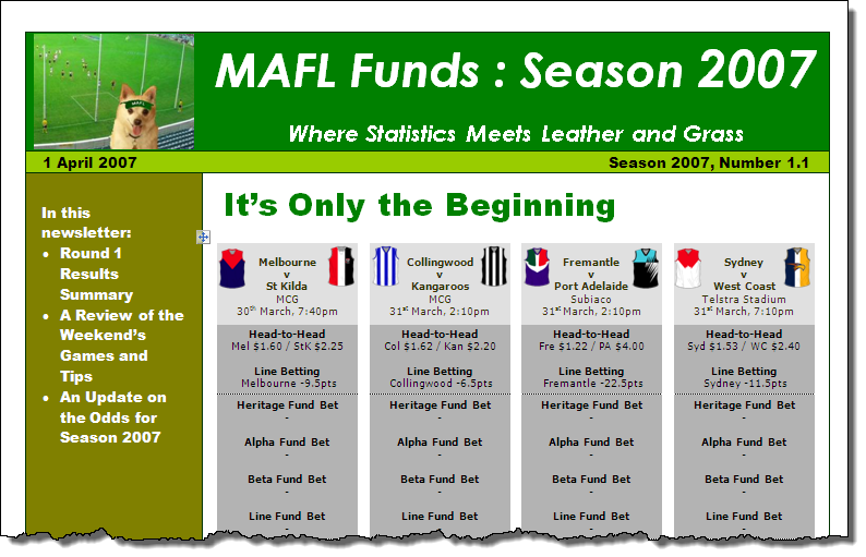 In 2007, colour came to MAFL.