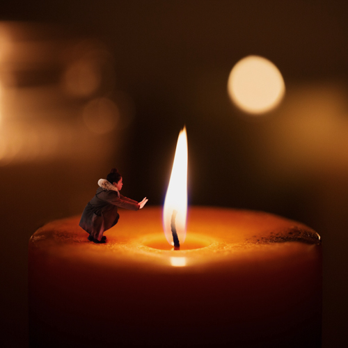 Nice and toasty next to the candle-fire 