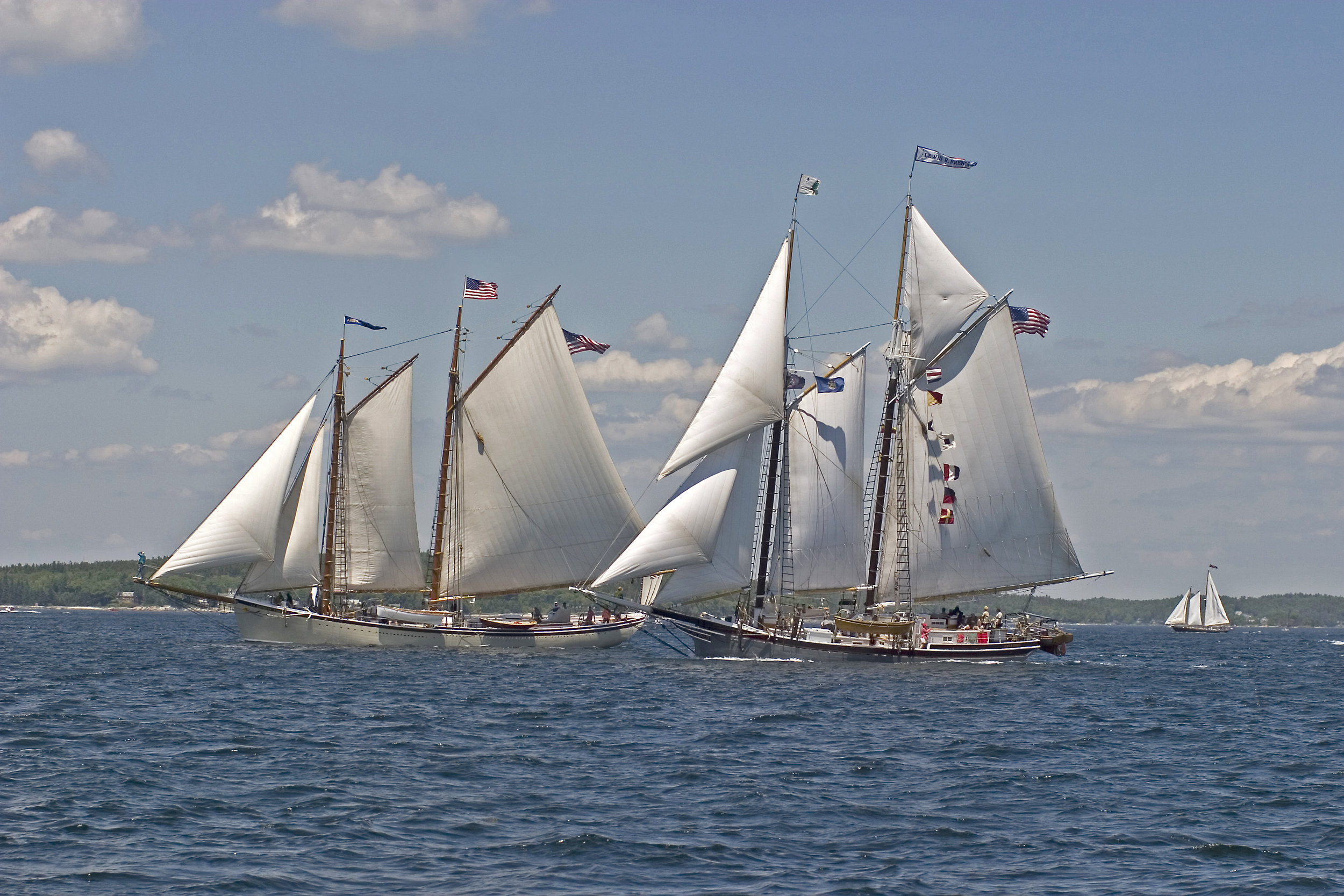 June: Windjammers off Boothbay Harbor