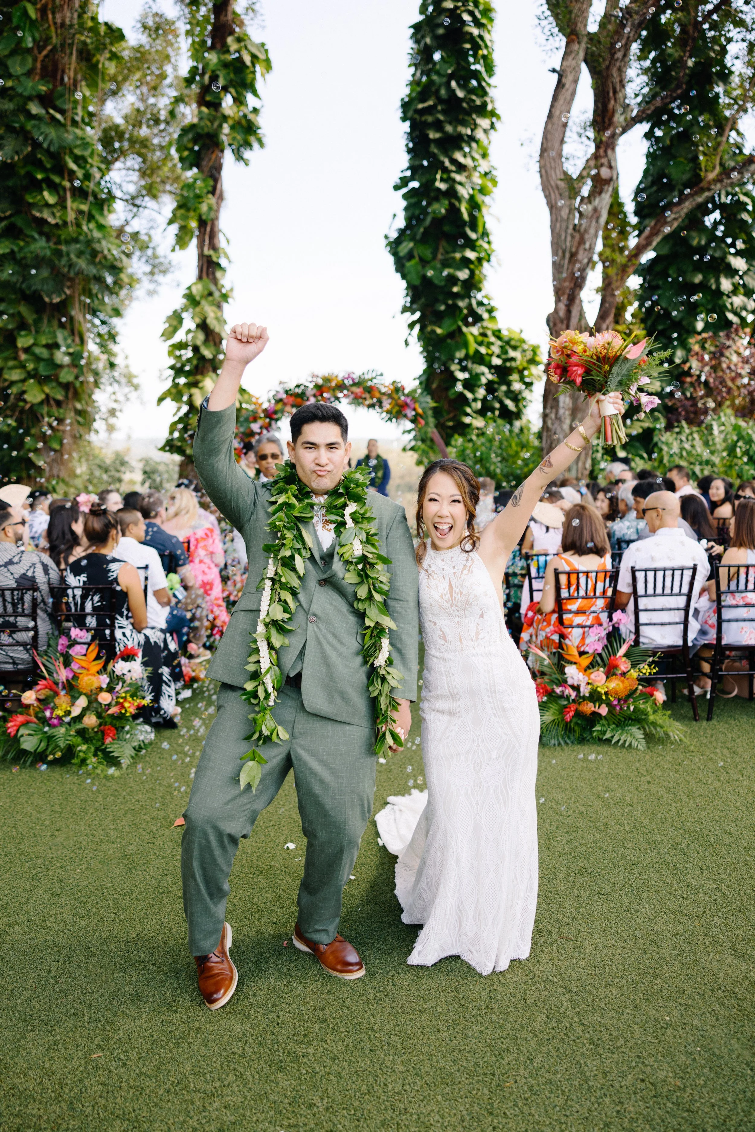 Fern's Garden ceremony wedding photos at Sunset Ranch Hawaii