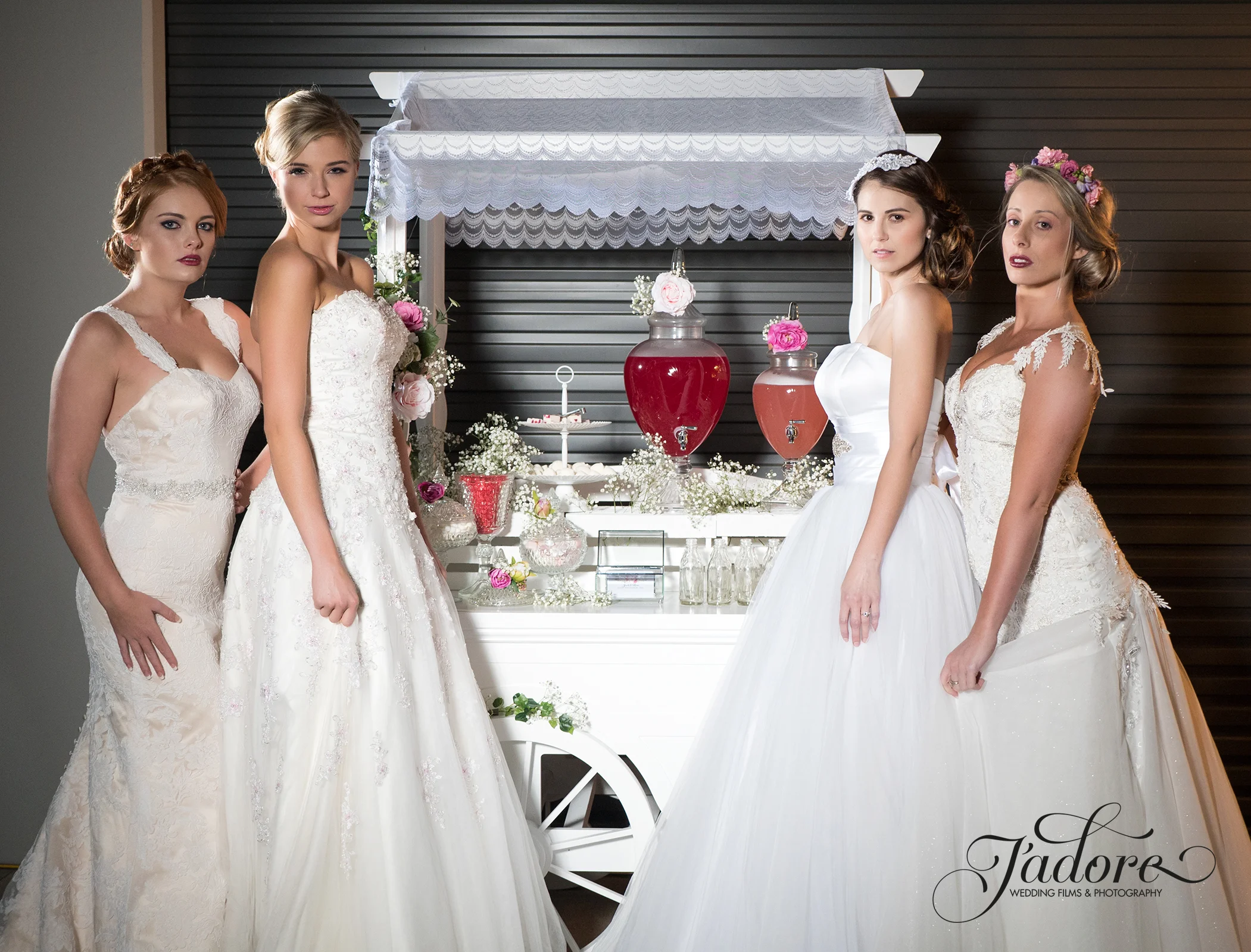 Kate, Tanja, Emily and Alana in front of the Lush Lolly Bar in their House of Serendpity Gowns