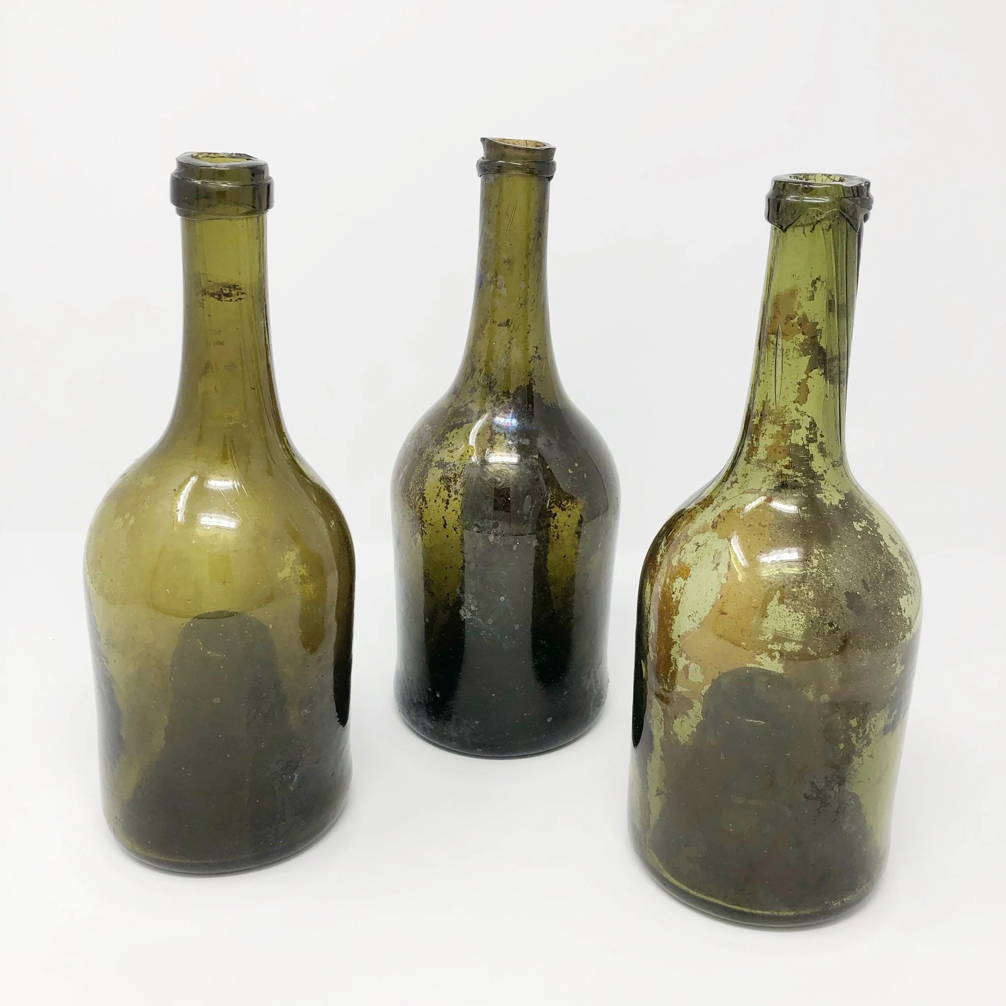 Green Glass Bottle set of 3 group.JPG