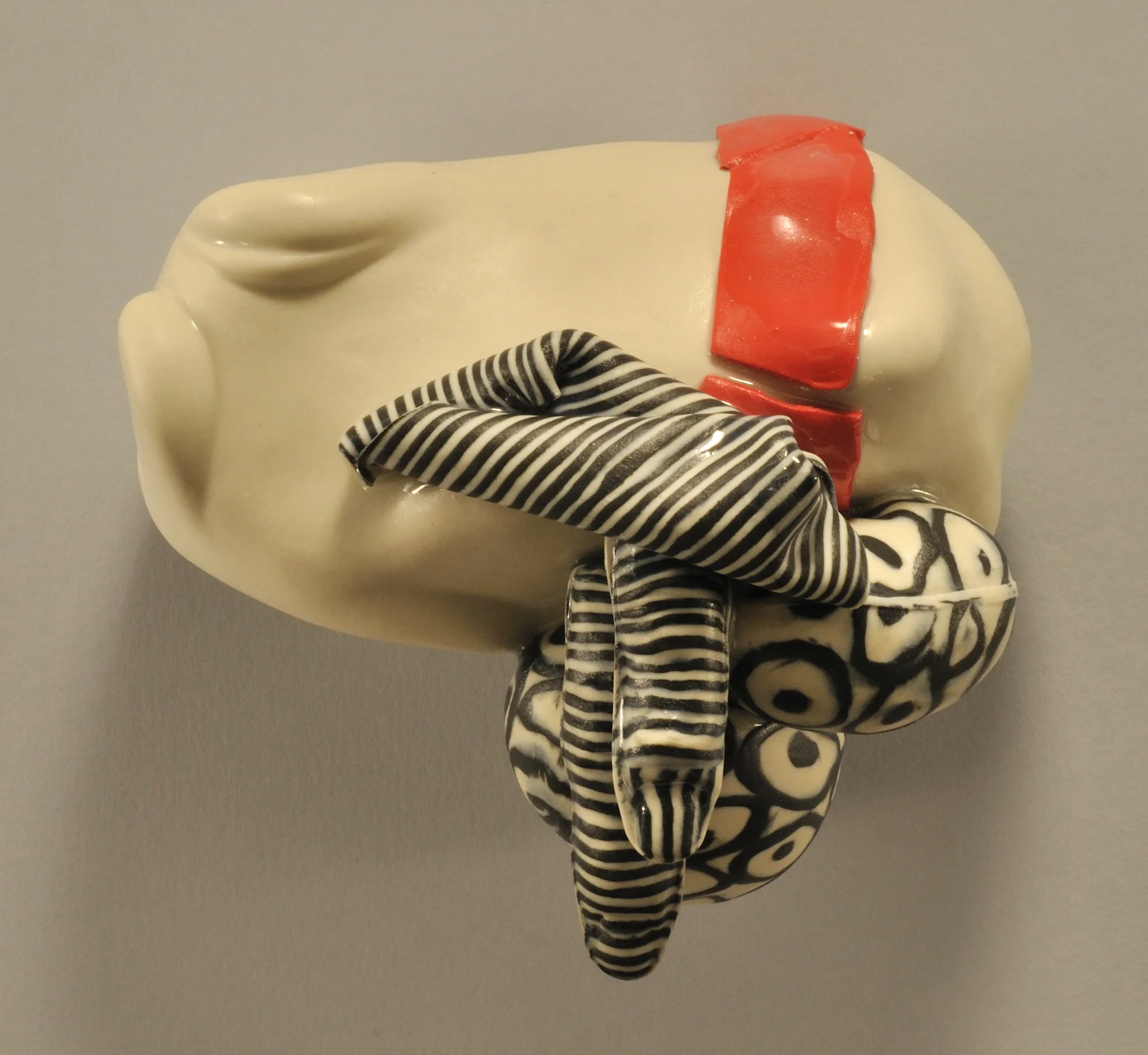 Katherine Taylor, Land Body 19, 2014, Colored porcelain; nerikomi slab cast press molds, slip cast, and slab built, 6 x 6 x 4.25 inches